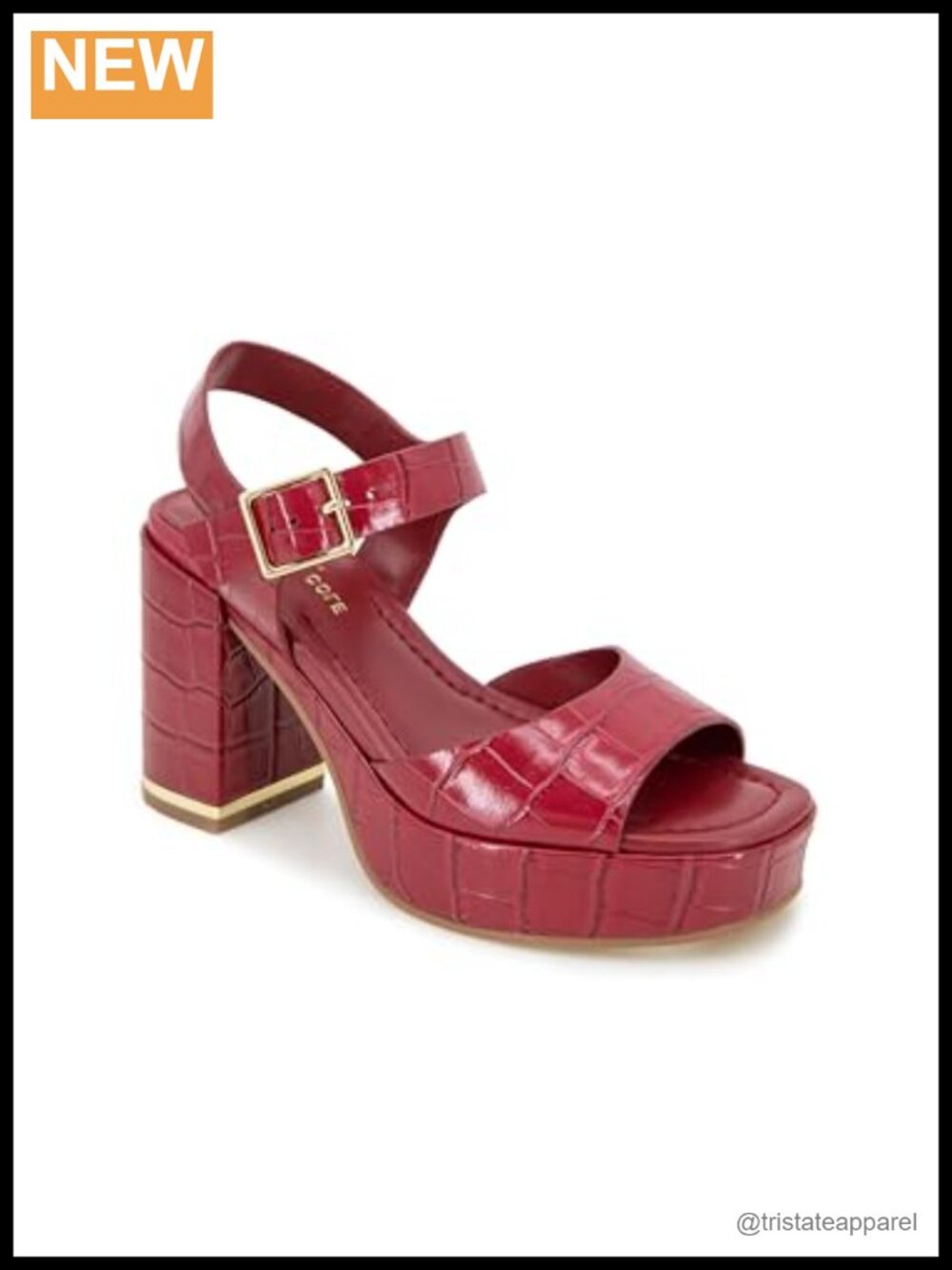 Platform Heeled Sandal Leather Buckle Ankle Strap Block Heel